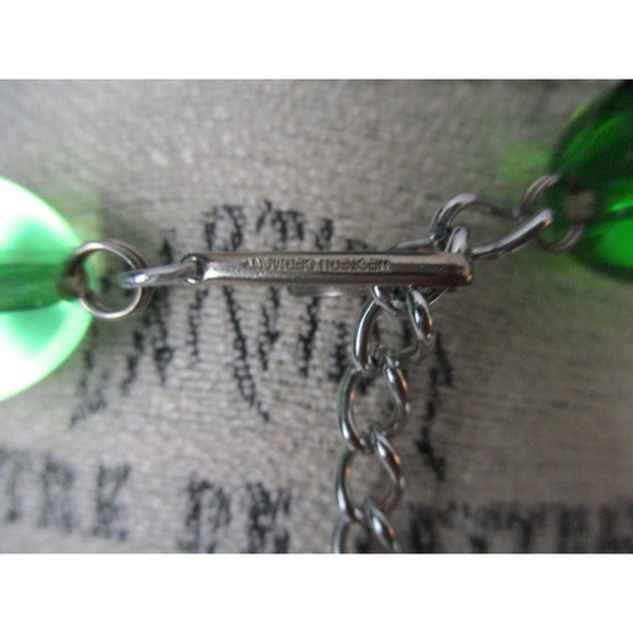 Vintage West Germany Lime Green and Silver Beaded Choker Necklace - Picture 6 of 10